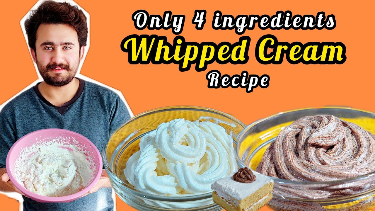 Only 4 ingredients | Quick and easy homemade whipped cream recipe | whipped cream frosting for cake