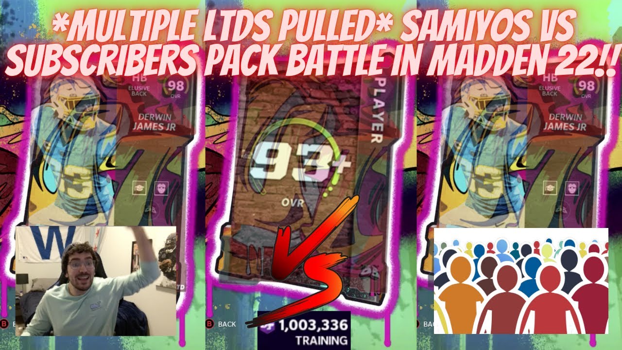 *MULTIPLE LTDS PULLED* SAMIYOS VS SUBSCRIBERS PACK BATTLE IN MADDEN 22!! 1 MILLION TRAINING INTO 93+