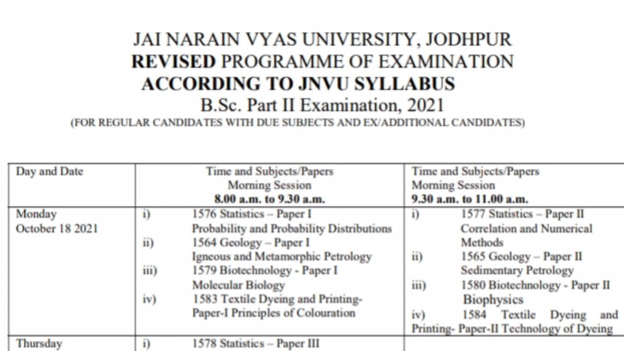 #JNVUTIMETABLE2021NEW #exampostponed #jnvu #jnvuexampostponed #jnvuexam #newtimetable #shorts #bsc