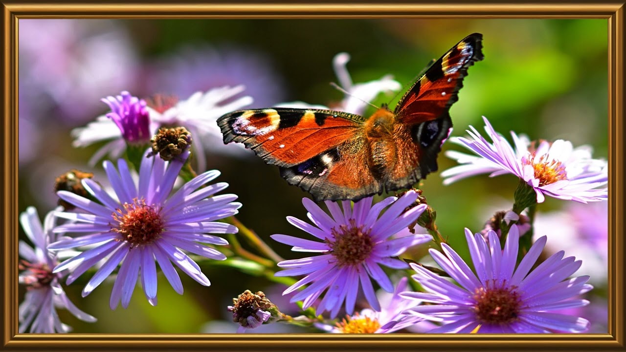 Butterfly and Flower | TV Frame | 4K | 2 Hours | @tvframeart9