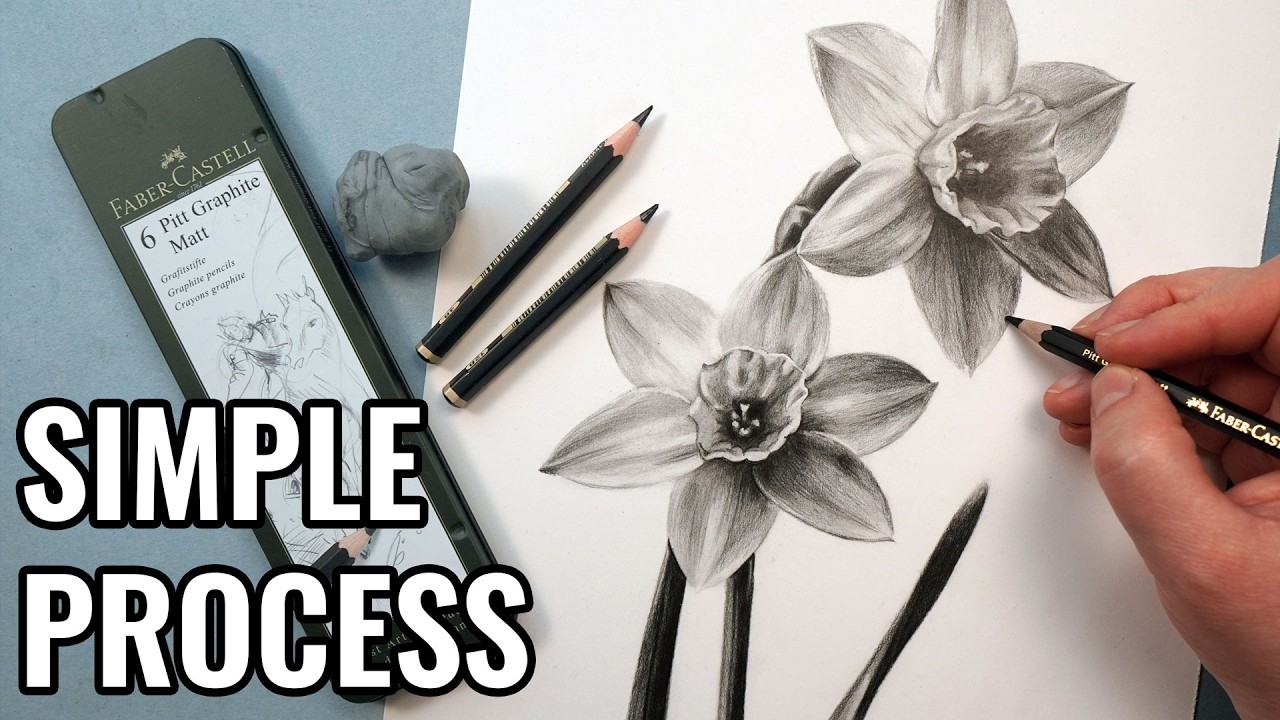 How to Draw Flowers with Graphite Pencils (Beginner Process)
