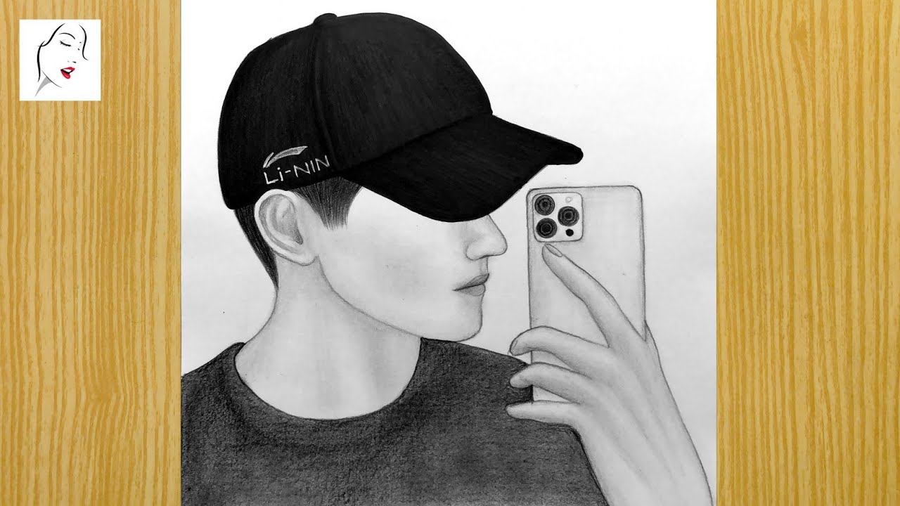 Как нарисовать мальчика, делающего селфи, шаг за шагом | iPhone 13 pro max | Мальчик, рисующий с ...