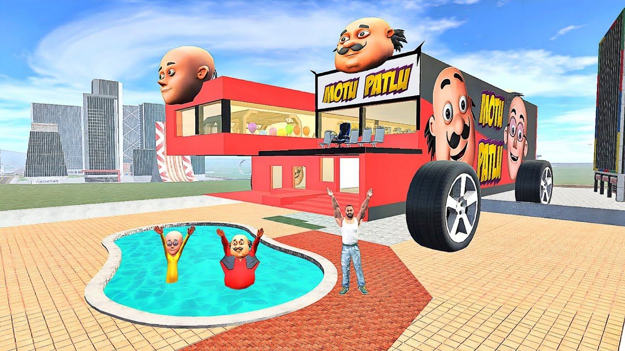 Franklin Change House To Motu Patlu Bus in Indian Bike Driving 3D