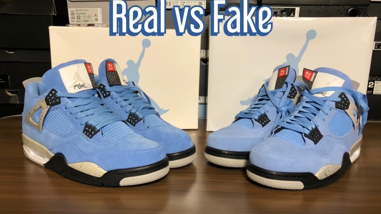 Обзор Air Jordan 4 University Blue: настоящие против подделок. ВАУ!!!