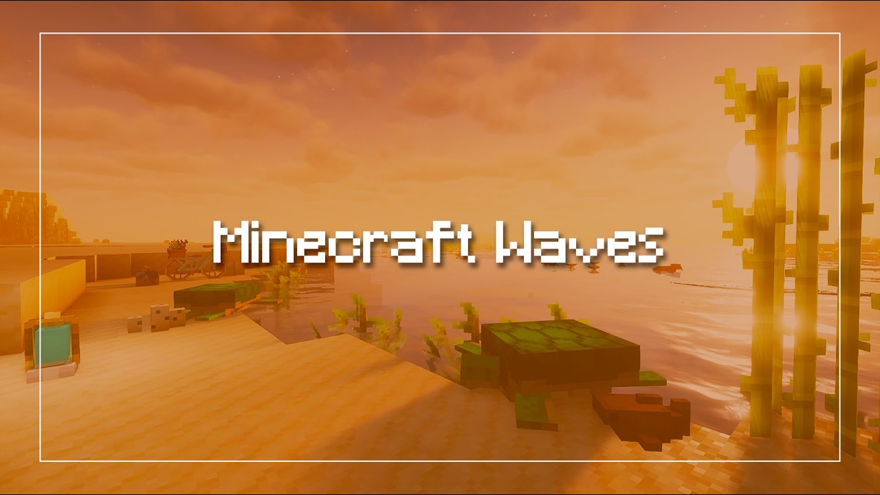 Minecraft Sunset Beach Waves sounds 🌊 with Turtles, Otters & Calm Ocean Ambience (Relax/Sleep/Study)