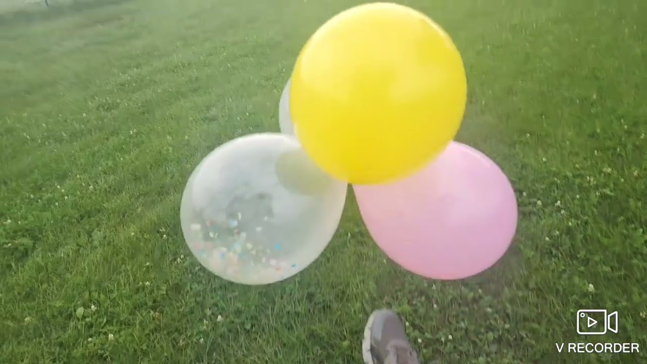 balloons vs. grass in SLOW MOTION