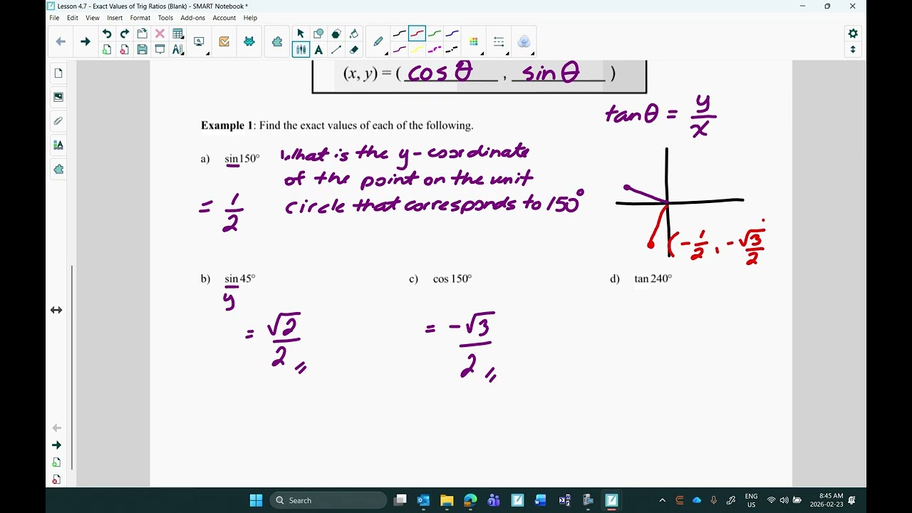 Lesson 4.7: Exact Values of Trig Ratios (Video Lesson)