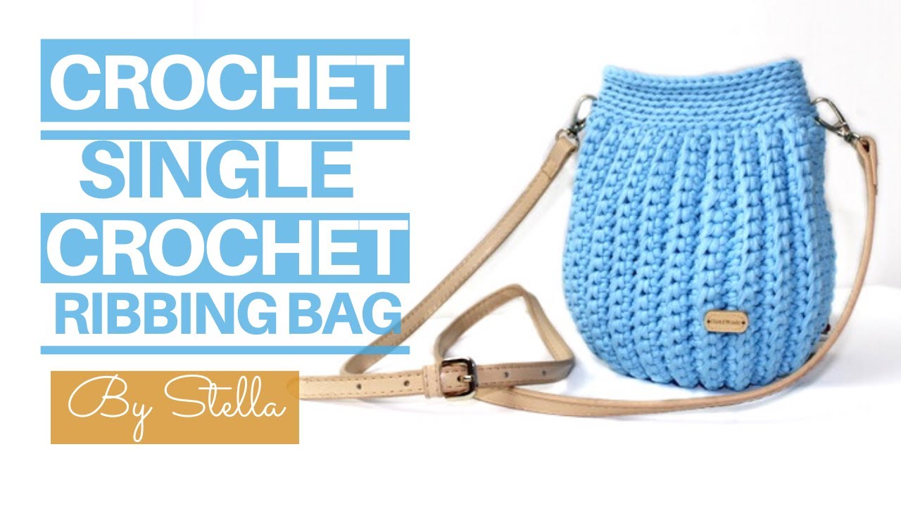 Crochet Single Crochet Ribbing T shirt Yarn Bag Tutorial.Como Fazer Bolsa de Croche com Fio de Malha