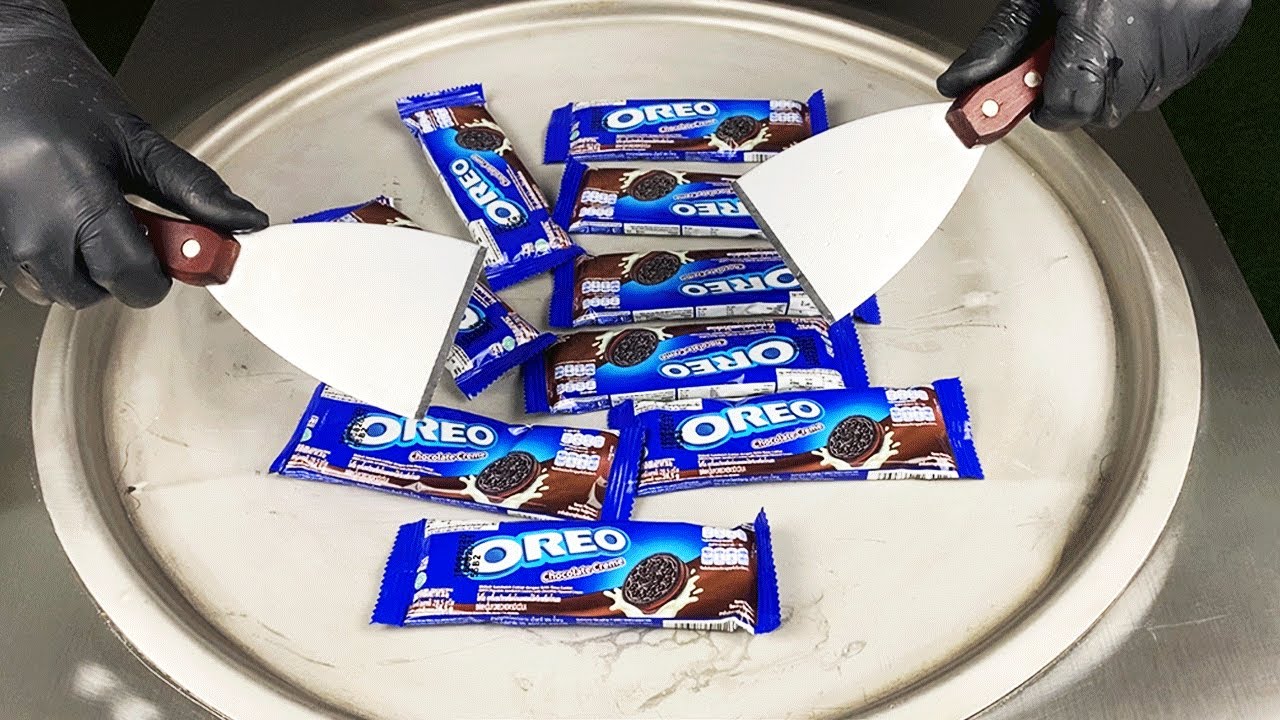 ASMR | OREO Ice Cream Rolls Street food | oddly satisfying Tingles with Chocolate Cookie Ice Cream.