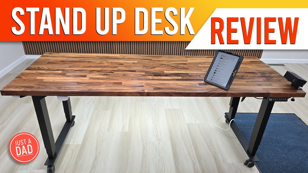 UPLIFT DESK Stand up Desk REVIEW. V2 four leg Saman Butcher Block