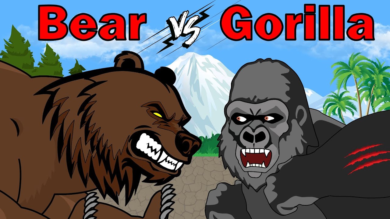 BEAR vs GORILLA | Animal Fight Animation (Who is stronger?)