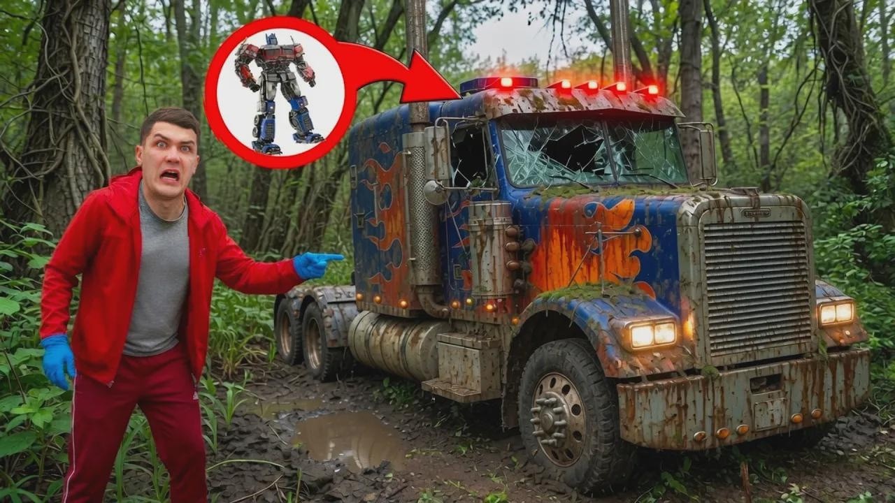 Znaleźliśmy porzuconą ciężar&oacute;wkę Optimusa Prime po wypadku! Transformers w niebezpieczeństwie!