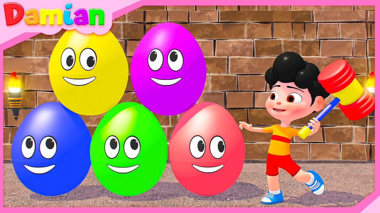Damian Explora Huevos Sorpresa de Colores | Canción “Sí Sí” del Parque | Damian Nursery Rhymes
