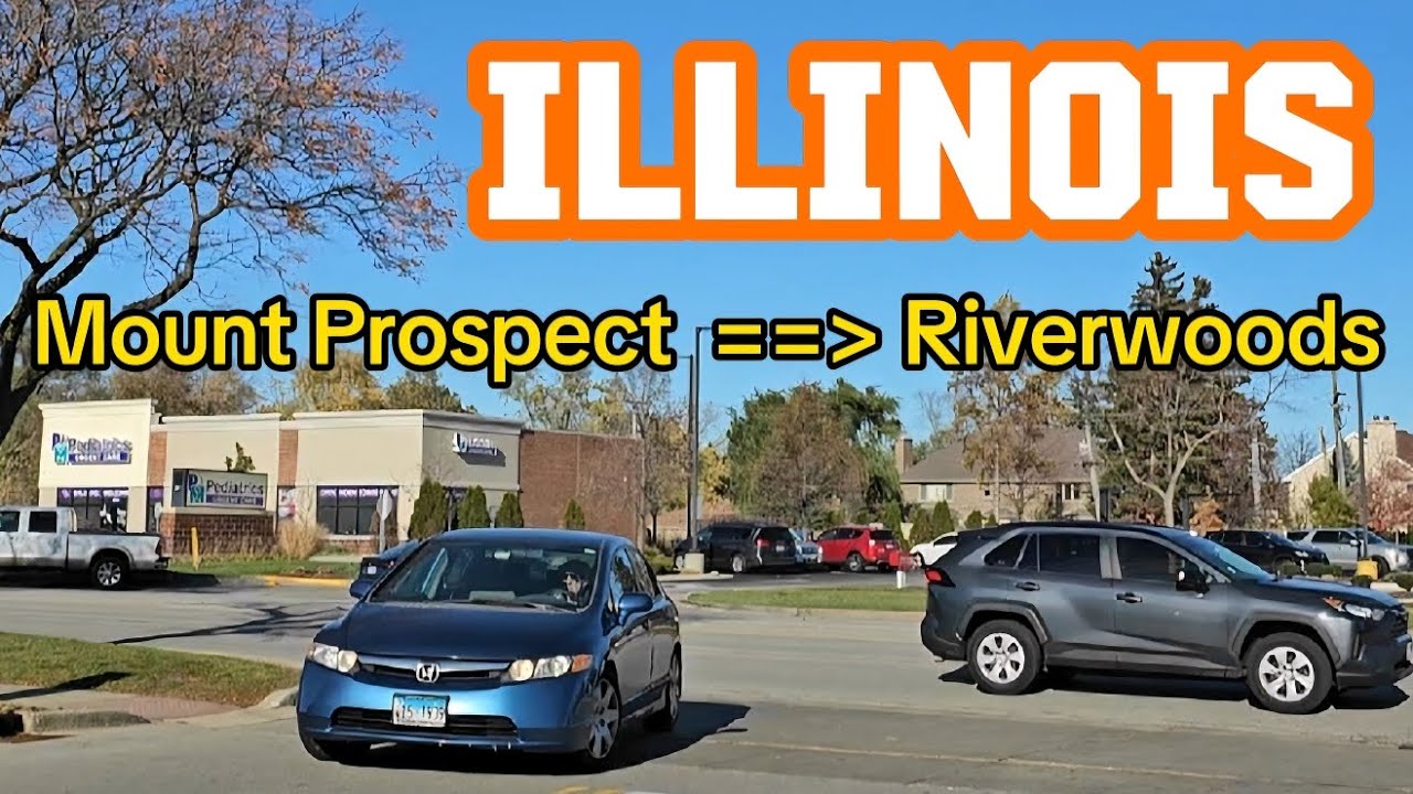 #60 4K. Highway and street drive. Mount  Prospect =)) Riverwoods. Illinois. November 9, 2023.