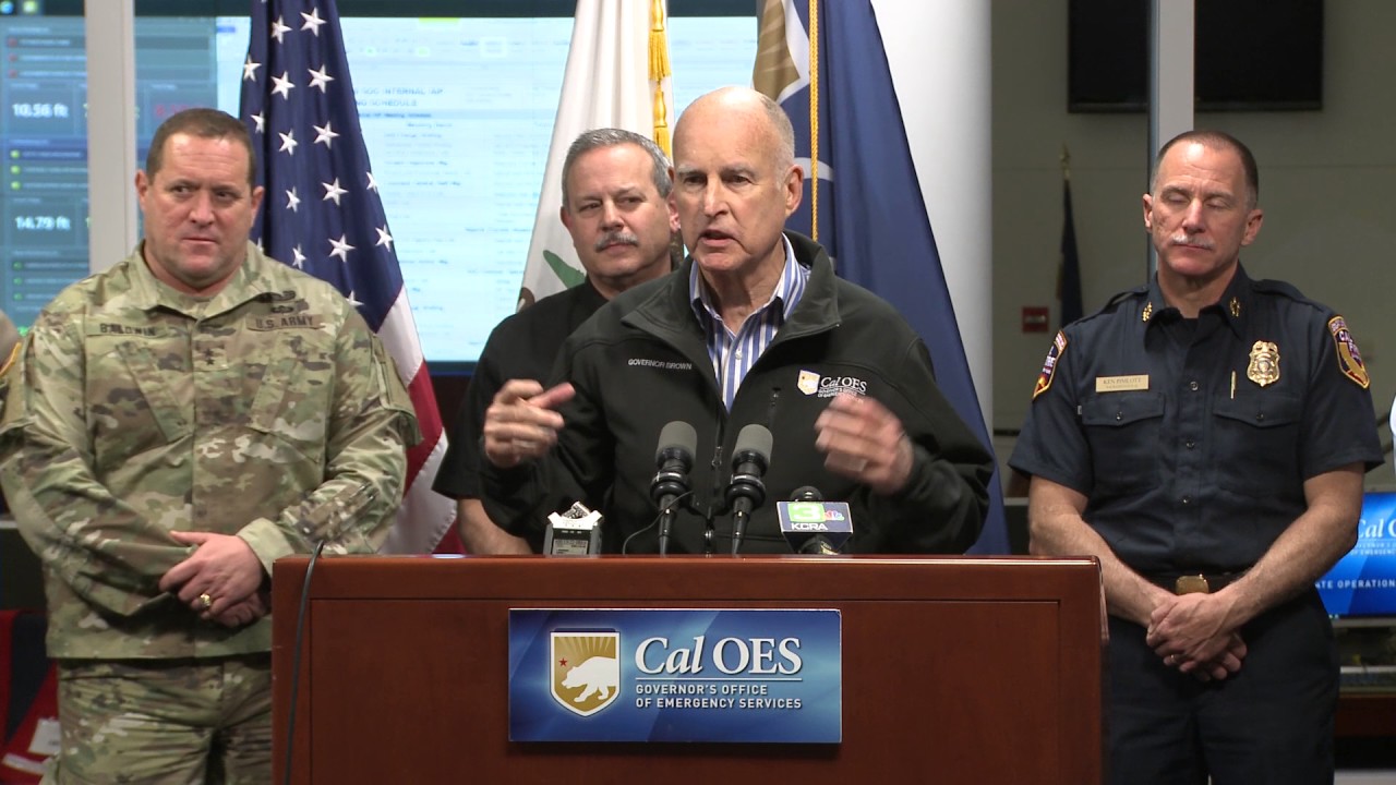Governor Brown Speaks from the State Operations Center for Oroville Spillway Response and Recovery