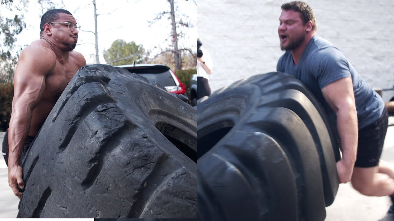 FIRST TIME FLIPPING TIRES LARRYWHEELS 1100LB TIRE