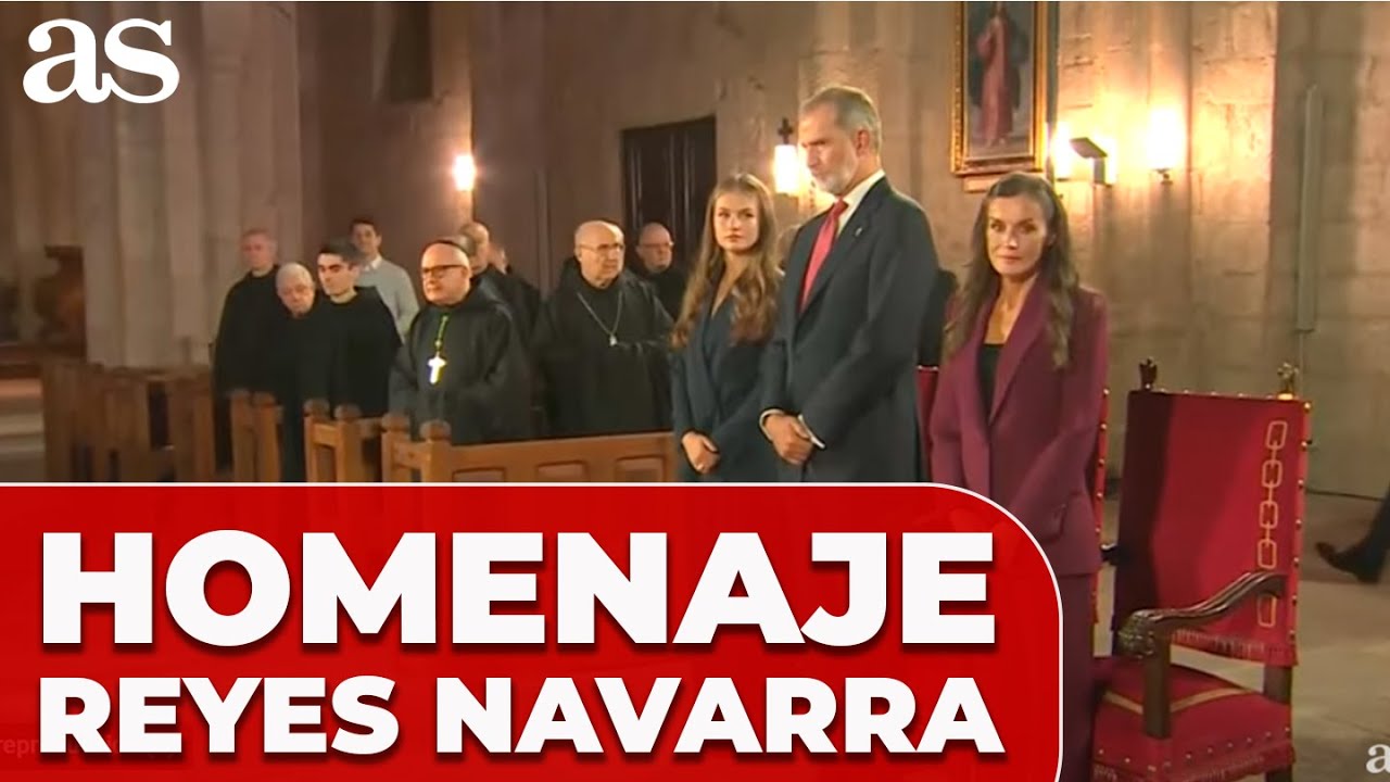 REYES y PRINCESA de ASTURIAS presiden el HOMENAJE a los reyes de NAVARRA y al Reino de Navarra