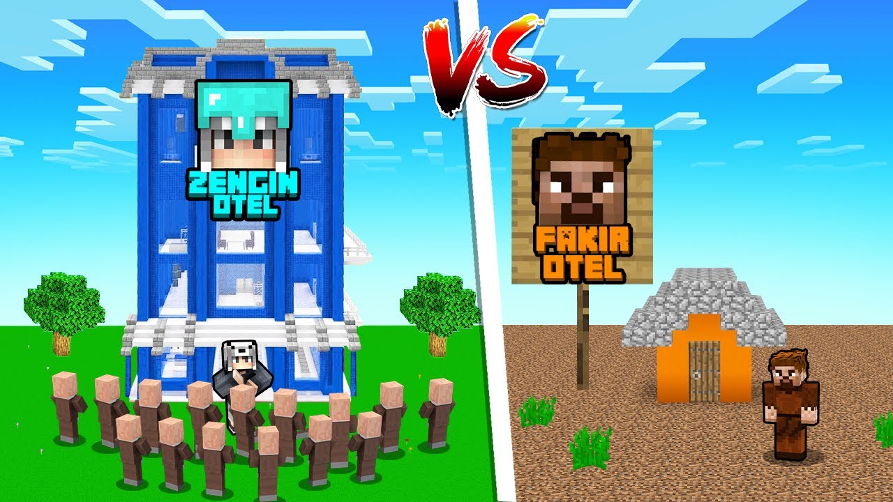 FAKİR OTEL VS MİLYONER OTEL KAPIŞMASI 🏨🤑 - Minecraft