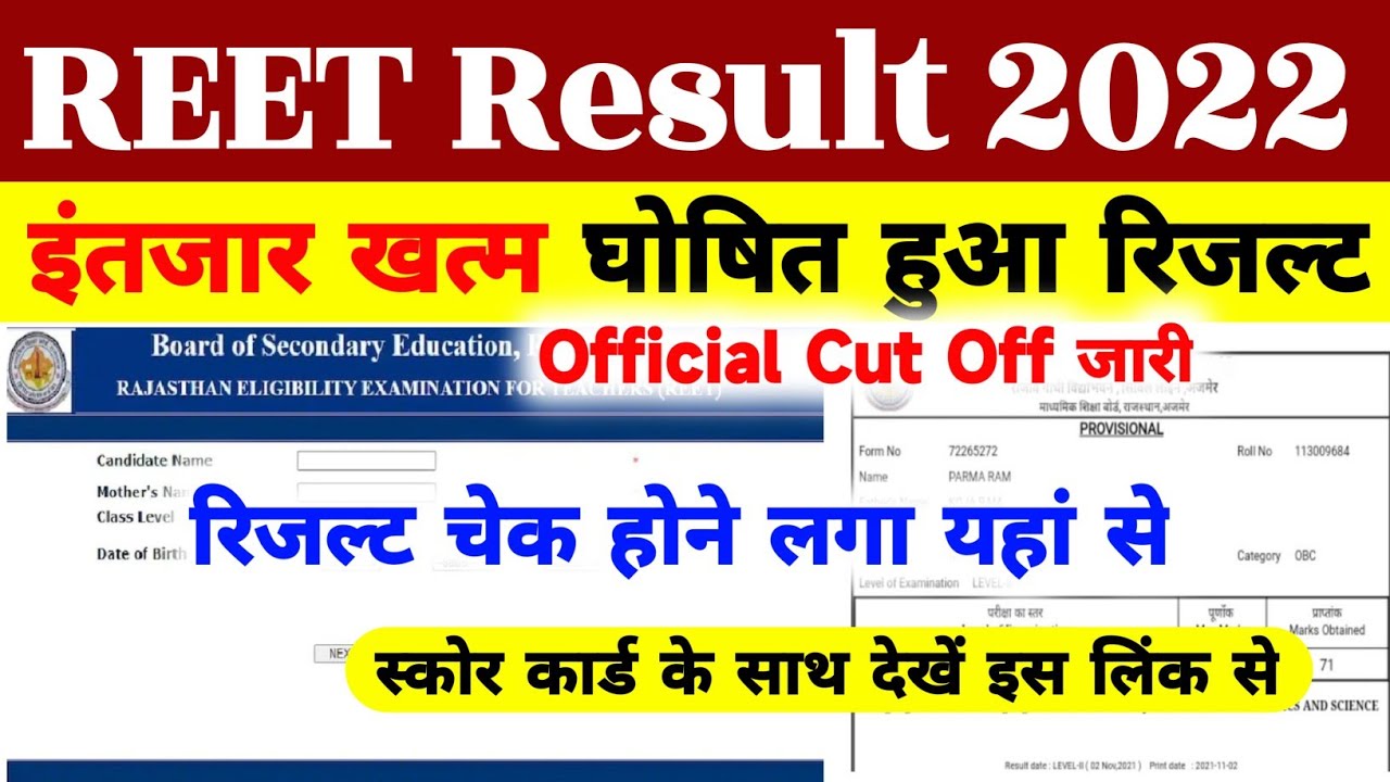Reet Level 1 & Level 2 Result 2022 Kaise Dekhe