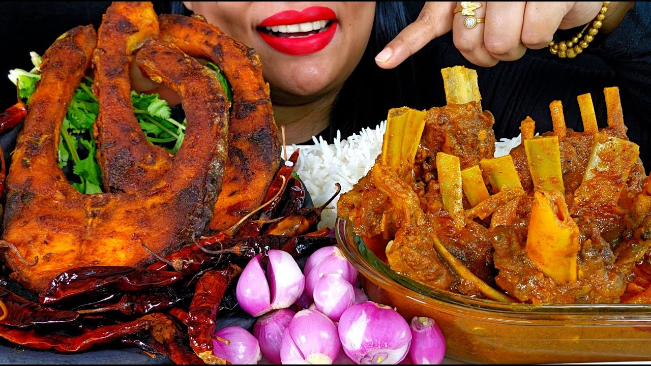 ASMR:Extreme Spicy Ghost Pepper Chilli Mutton+10 Kg Weight Katla Fish Fry||ZAKIA-SPICY ASMR