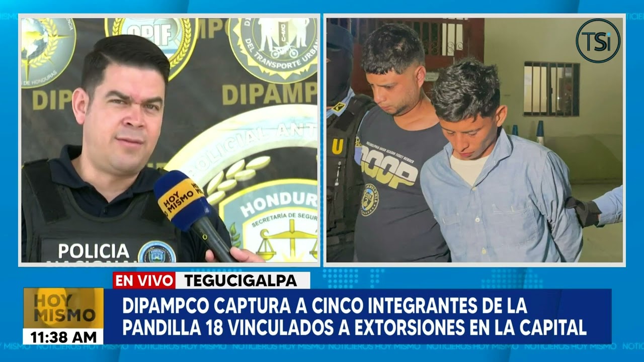 DIPAMPCO captura a cinco integrantes de la pandilla 18 vinculados a extorsiones en la capital