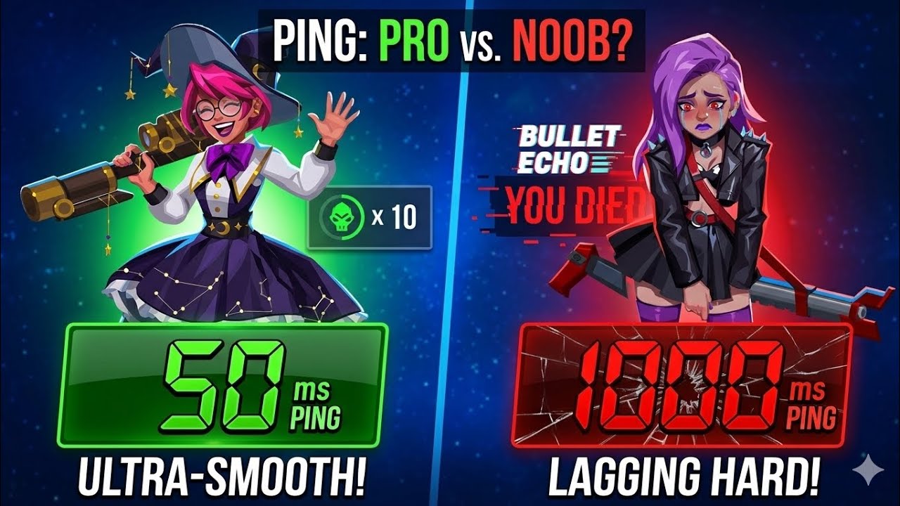 50 PING VS 1000 PING 🛜❌ | Bullet echo