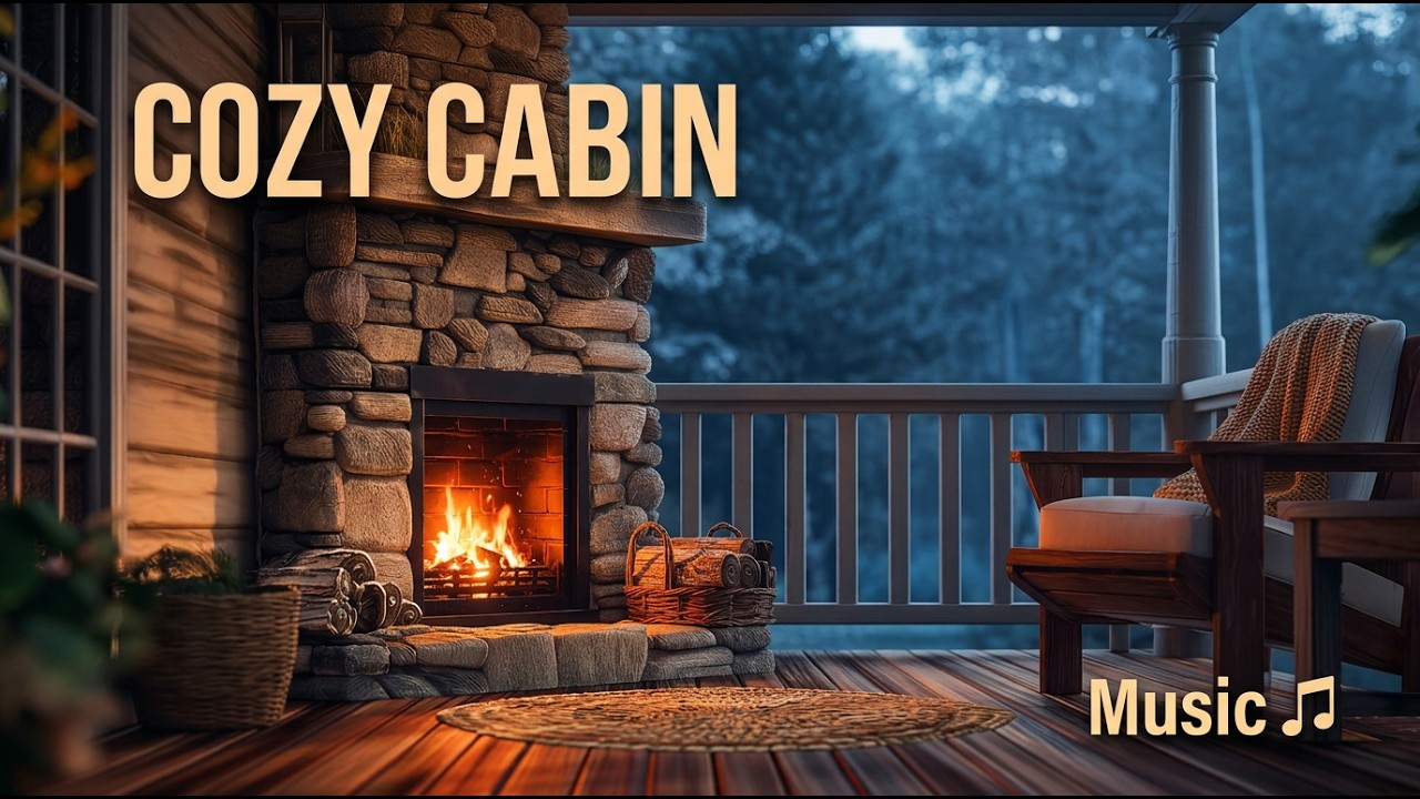 Cozy Porch Fireplace 🔥📻 | Birds & Soft Radio Music Inside (Warm Ambience, 10 Hours)