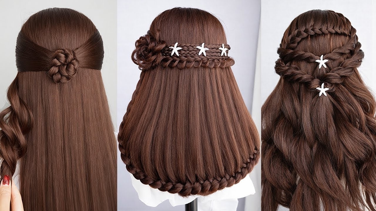 Rakshabandhan Simply  Beautiful hairstyle Open hairstyle  design for engagement hairstyle