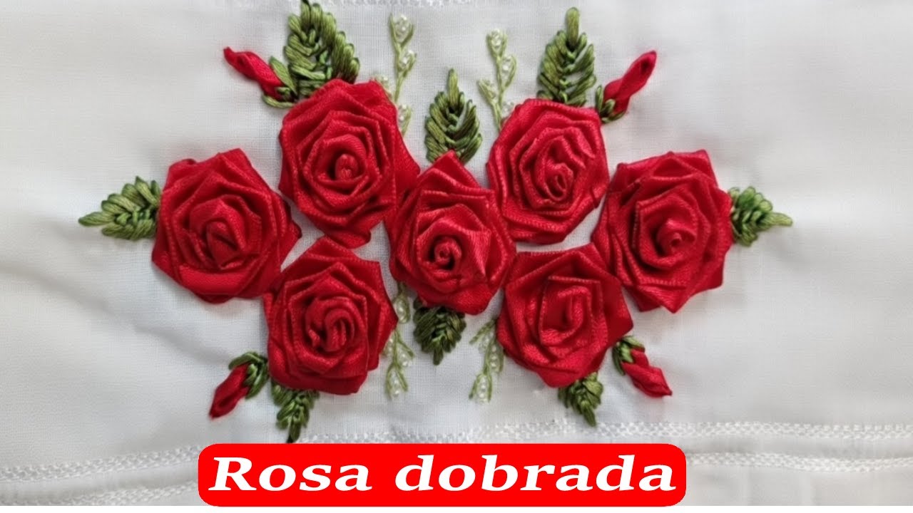 Como Bordar Rosa Dobrável de Cetim à Mão | Aula 01