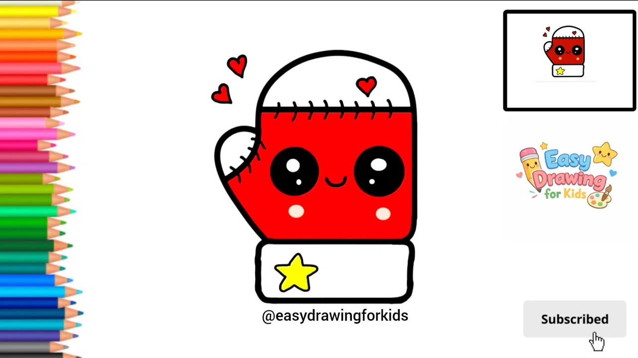 How to Draw a Cute Christmas Mitten 🧤 | Easy Step by Step