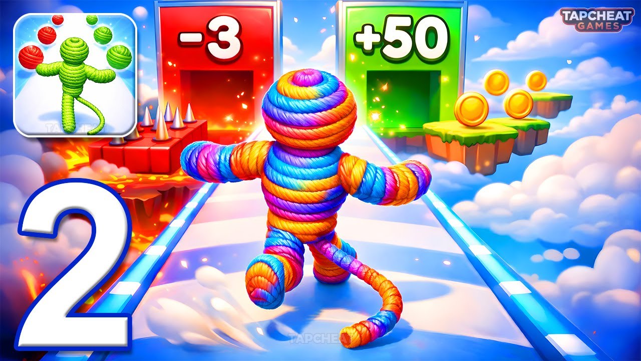 Rope Man Run: Yarn Hero Game - Gameplay Walkthrough Part 2 - Rope Man Quest Run (Android, iOS)