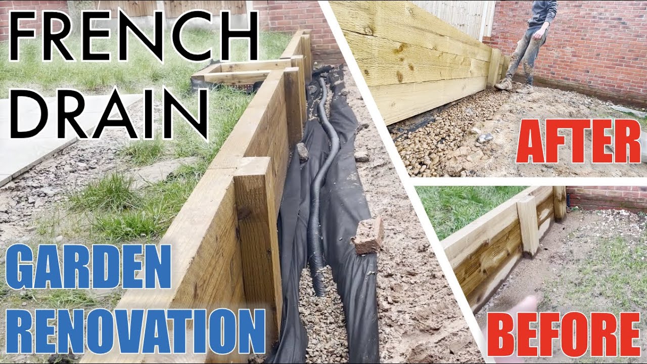 French Drain Install - DIY - GARDEN RENOVATION