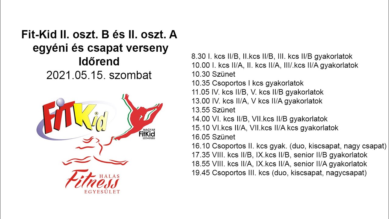 Fit-Kid II. oszt. B és II. oszt. A egyéni és csapat verseny