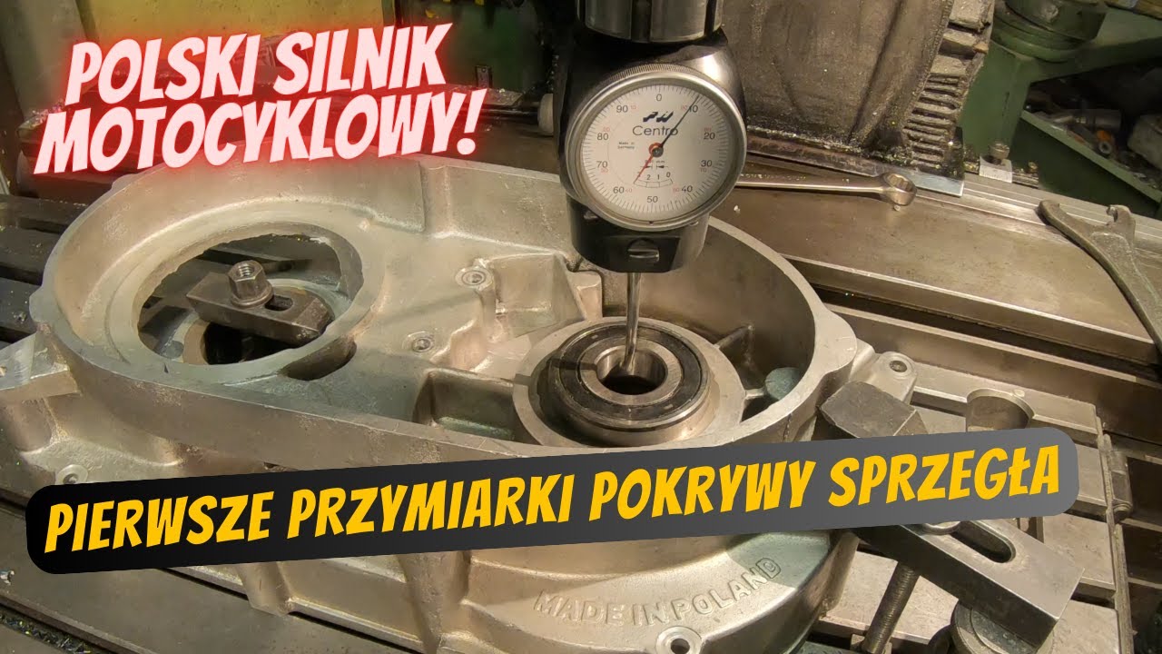 Polski silnik motocyklowy. Pierwsze pasowanie nowej pokrywy sprzęgła.