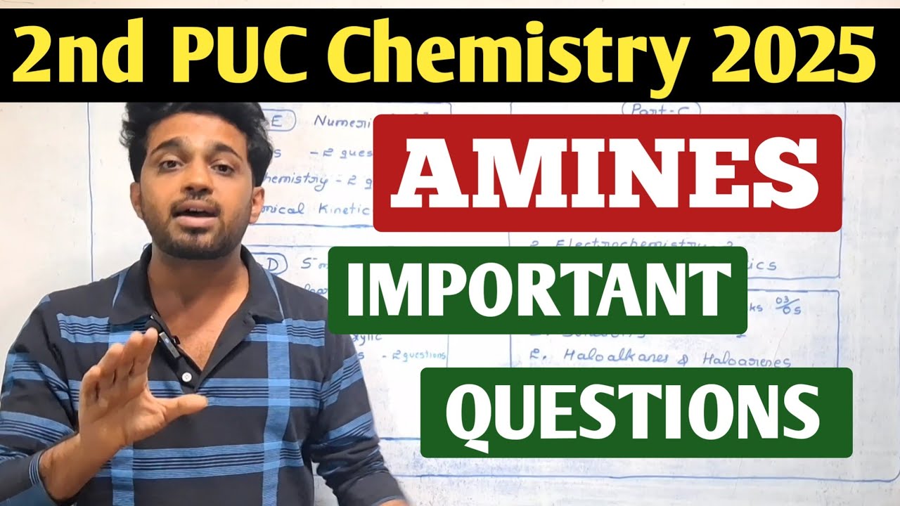 2nd PUC Chemistry Important Questions | AMINES chapter | 2nd PUC Chemistry Exam 2025