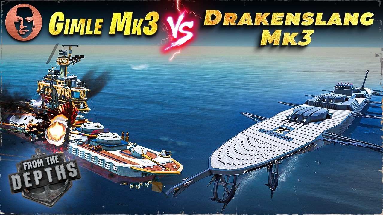 Gimle Mk3 vs. Drakenslang Mk3 - From the Depths Battleship Battle @BorderWise12