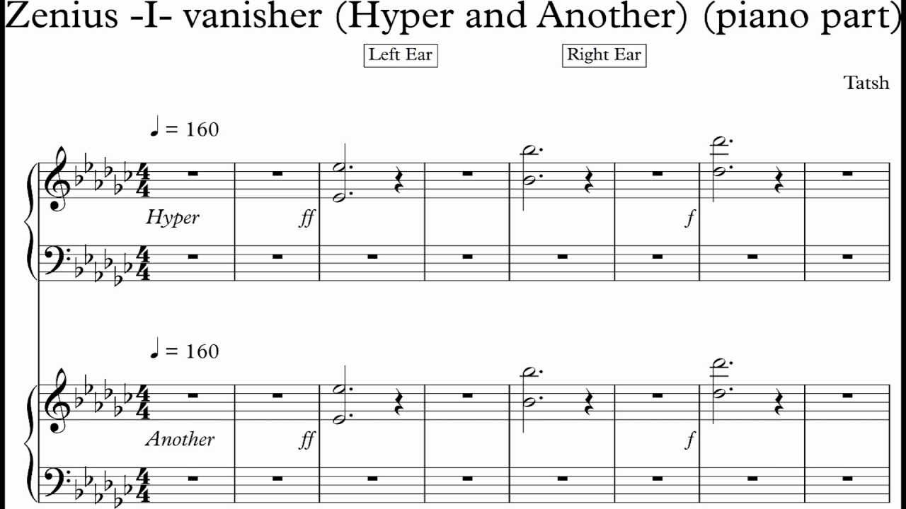 beatmania IIDX 13 DistorteD - Zenius -I- Vanisher (H & A) (piano part score)