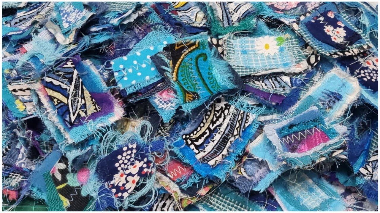 Making Fabric Clusters to use as tag toppers & page tabs in junk journals, using tiny fabric scraps.