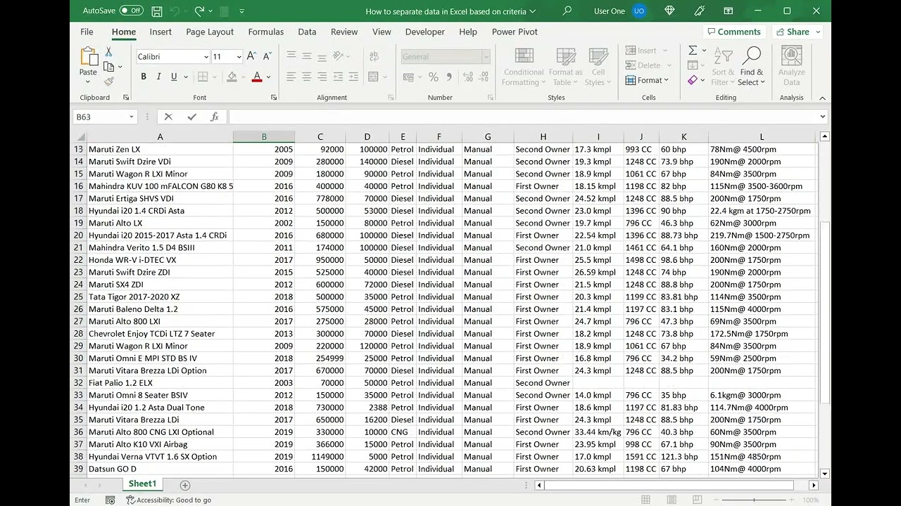 Как разделить данные в Excel по критериям