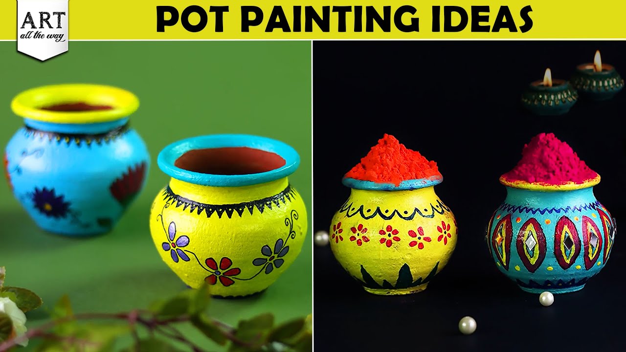 Pot Painting Ideas | DIY Garden Decors | Acrylic Painting Designs | Home Decor | @VENTUNOART