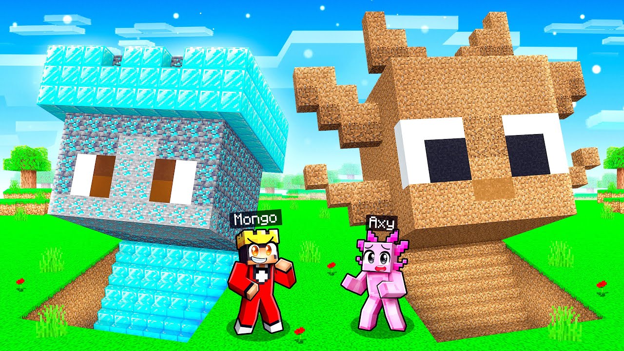Mongo and Axy HEAD BASE BATTLE in Minecraft!