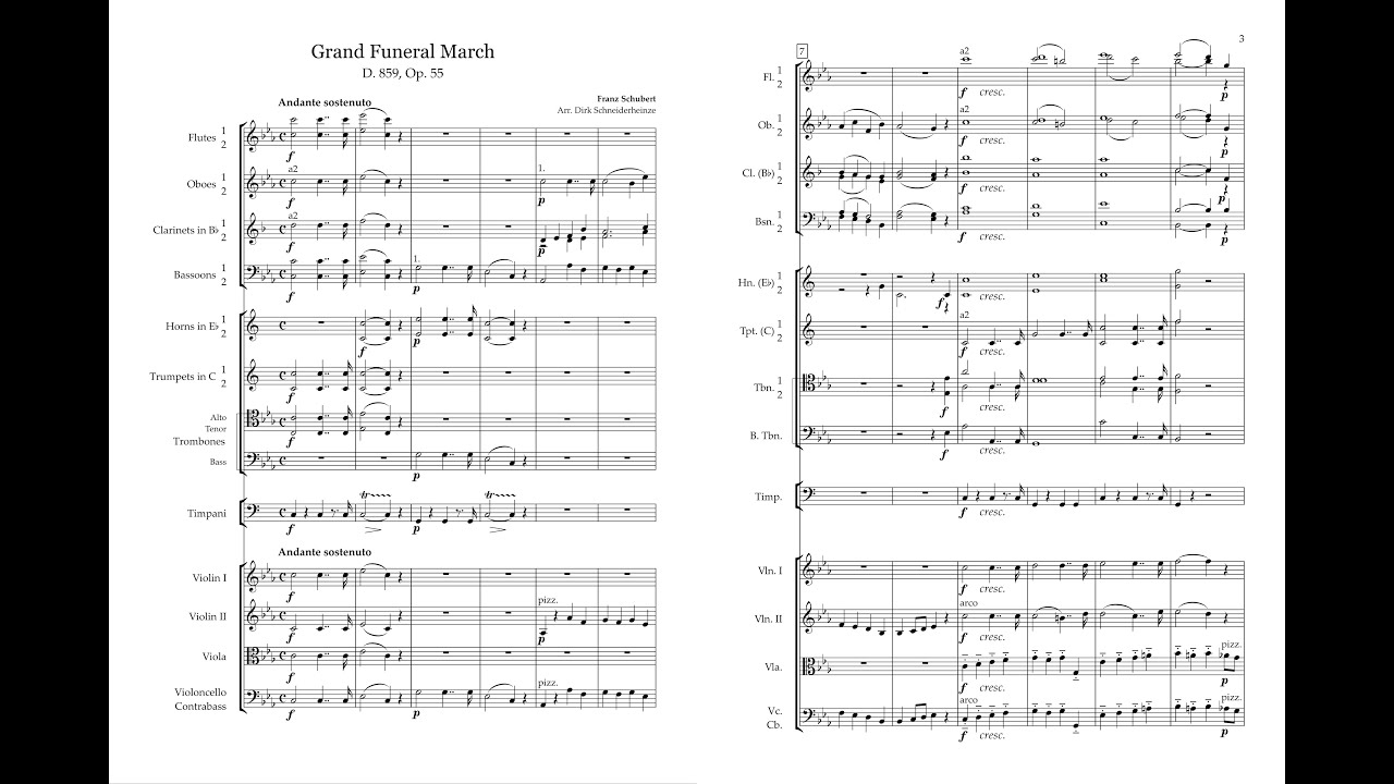 Franz Schubert - Grand Funeral March (Orchestrated). D. 859 Op. 55 - [Video + Score]