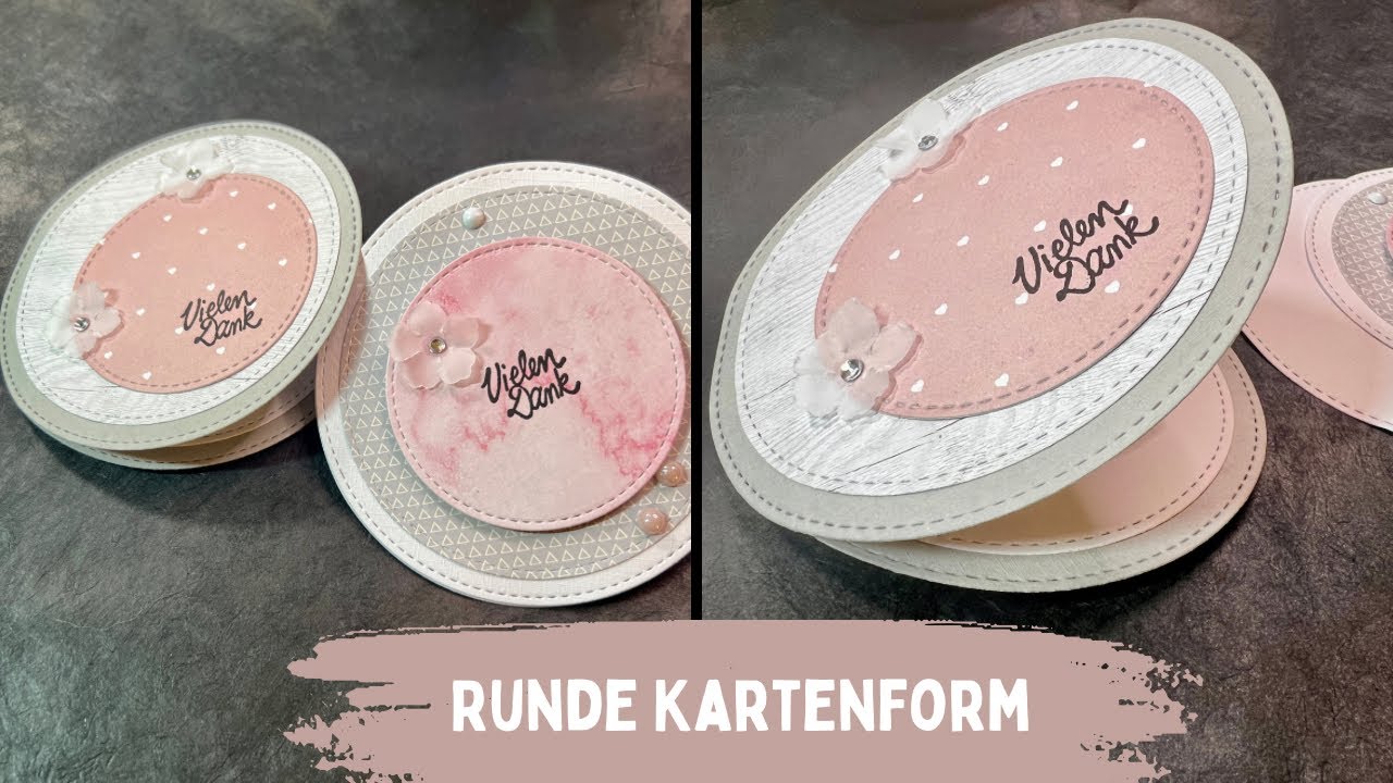 Runde Kartenform 🤩- zum aufklappen oder drehen - mit den Stempeln von Happyhills