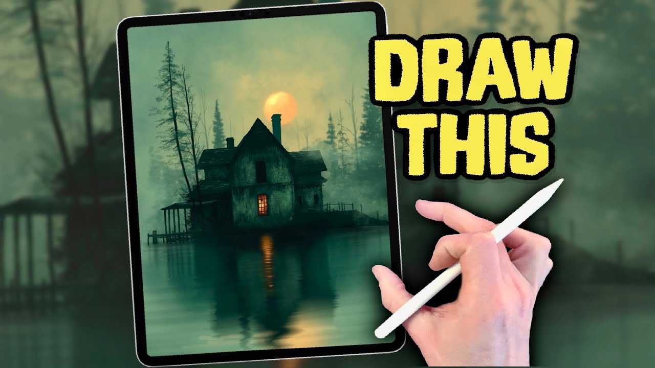 PROCREATE Spooky House DRAWING Tutorial in EASY steps