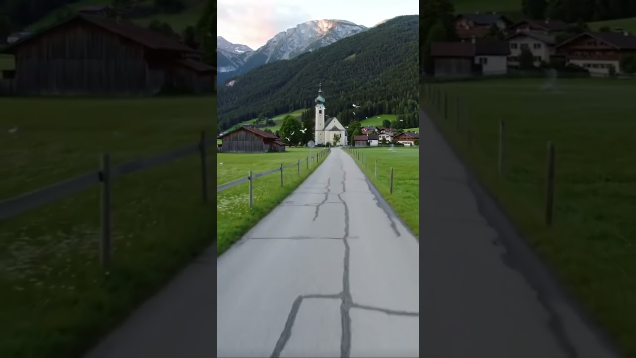 Breathtaking Alpine Scenery | Charming Village in a Green Valley #AlpineViews #scenicbeauty #shorts