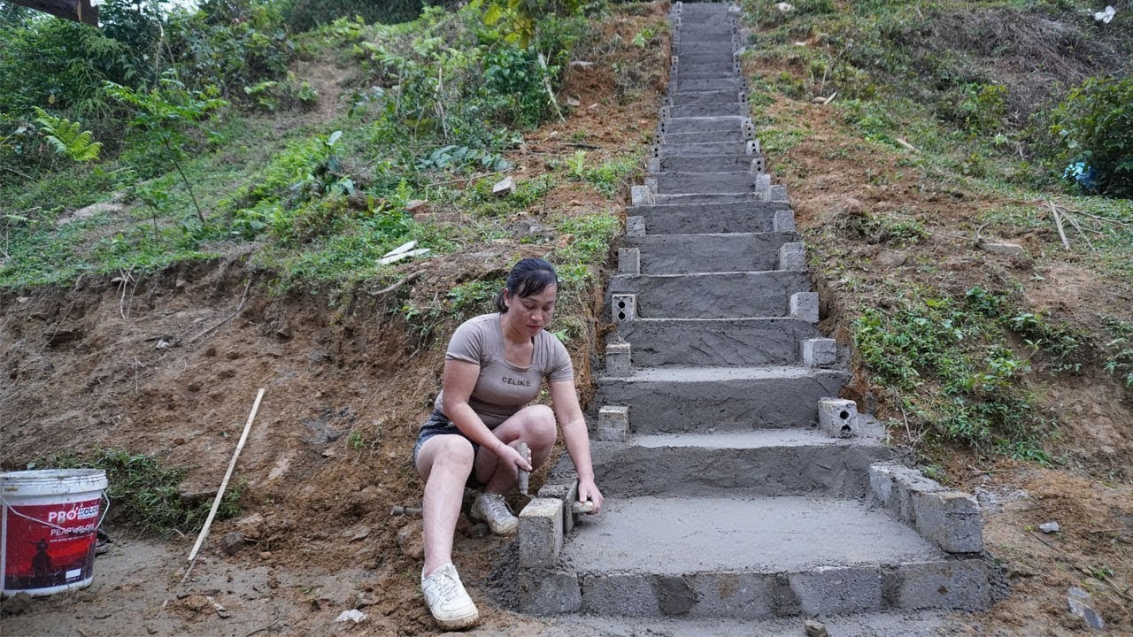 Full Video Building road stairway to the house - Build  a garden on the farm - Buy fish and transpor