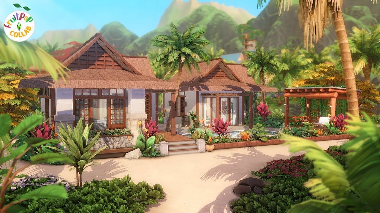 Couple's Tropical Island Villa  | SIMS 4 Stop Motion Build | No CC 
