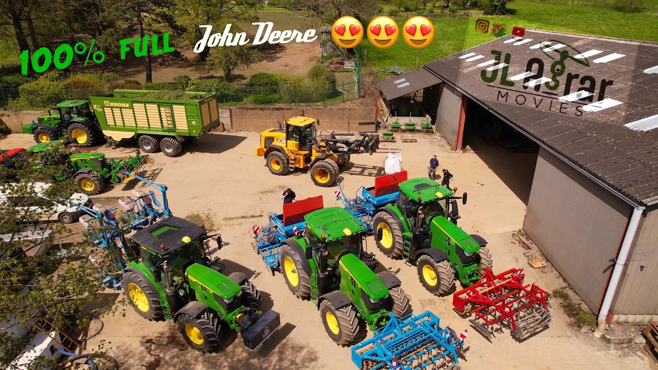 Semis de lin 2023: doublé de John Deere 6R215 ,6250R/Semoir SOLITAIR 8 et 9/ Bull JCB 427