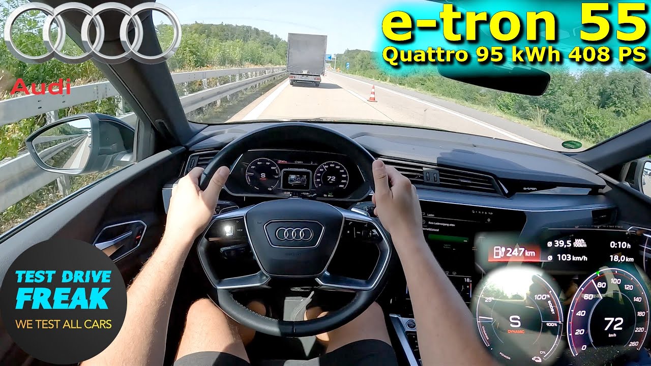2022 Audi E-Tron 55 Quattro S Line 408 PS TOP SPEED AUTOBAHN DRIVE POV with Electric Consumption