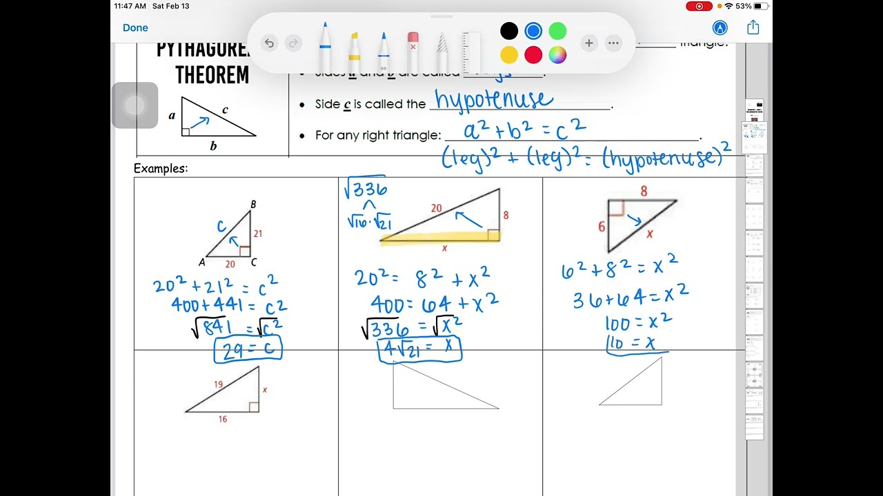 Pg. 8 Pythagorean Theorem Video